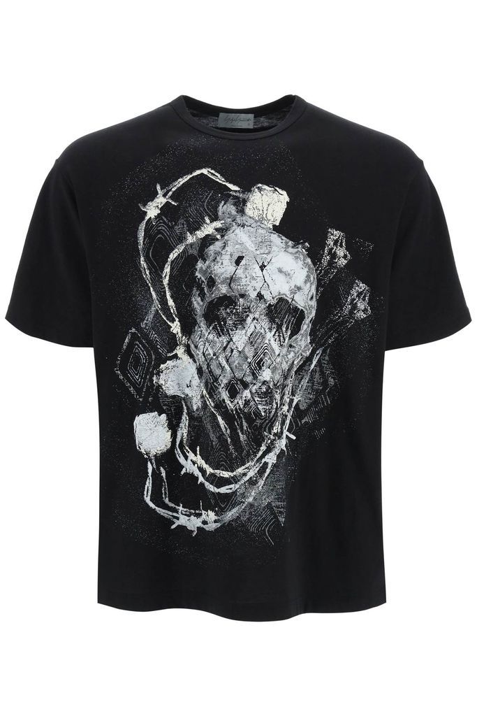 Crew-Neck Skull Print T-Shirt