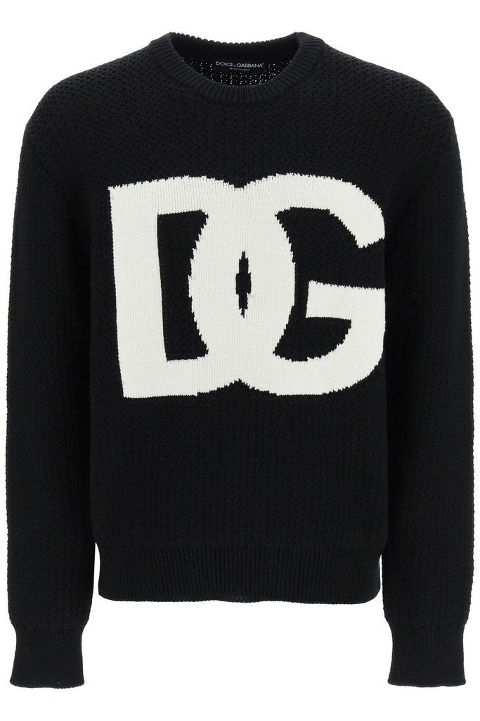 Crewneck Pullover With Jacquard Logo