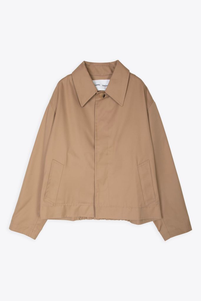 Cropped Mac Coat In Water Repellent Cotton Beige Water-Repellent Cotton Jacket - Roger