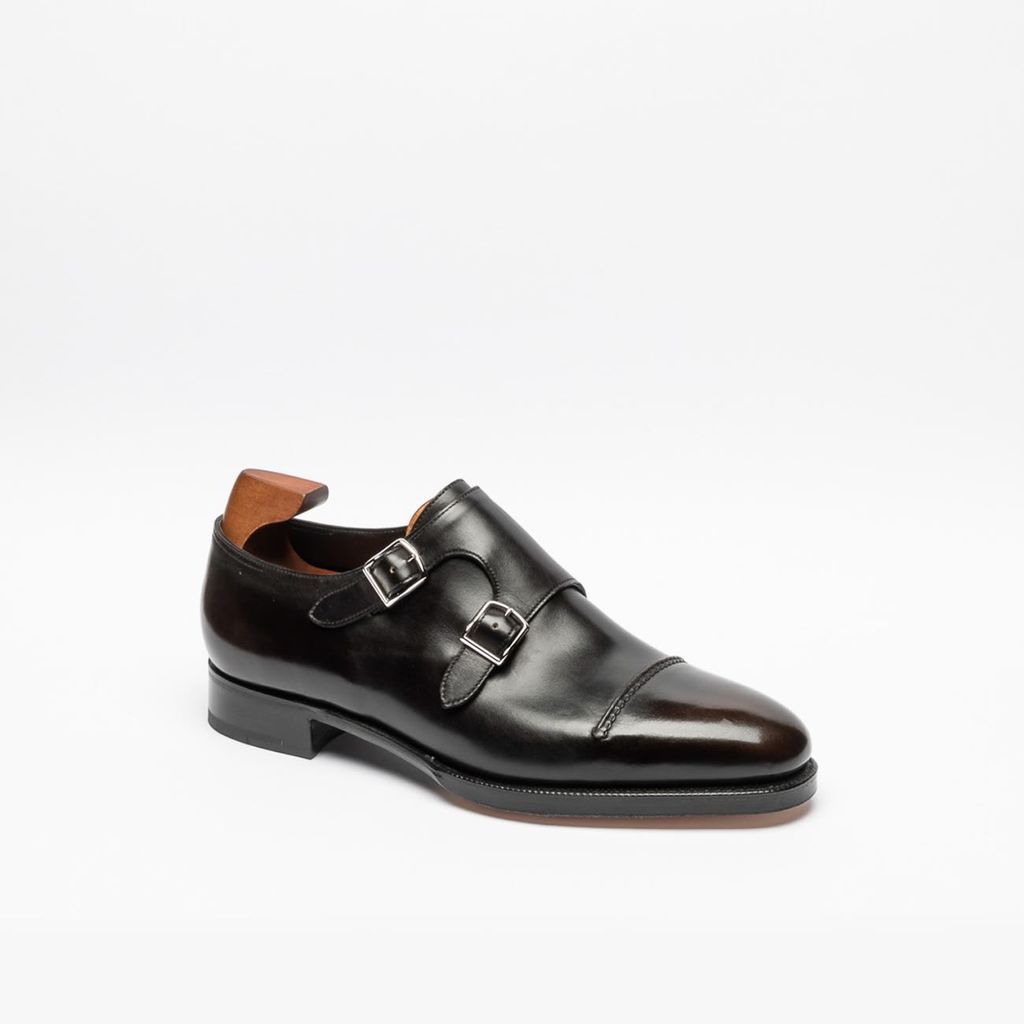 Dark Brown Glazed Calf Monk Strap Shoe