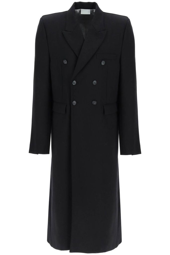 Double-Breasted Coat In Stretch Wool