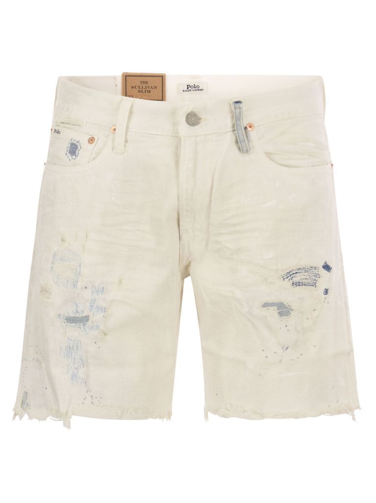 Denim 5-Pocket Bermuda Shorts
