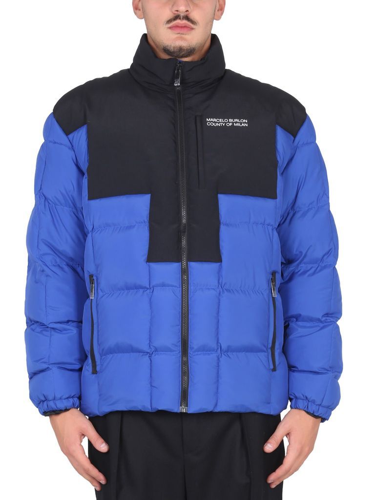 Down Jacket With Logo Print