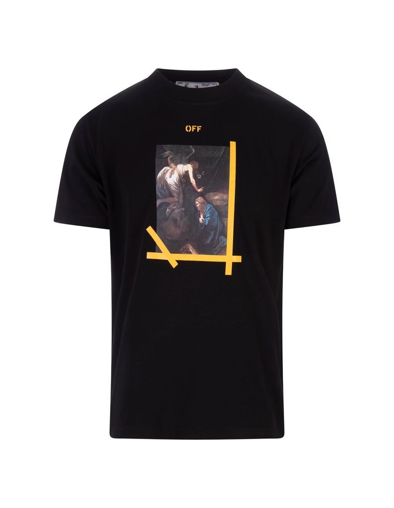 Black T-Shirt With Arrow Caravaggio Print