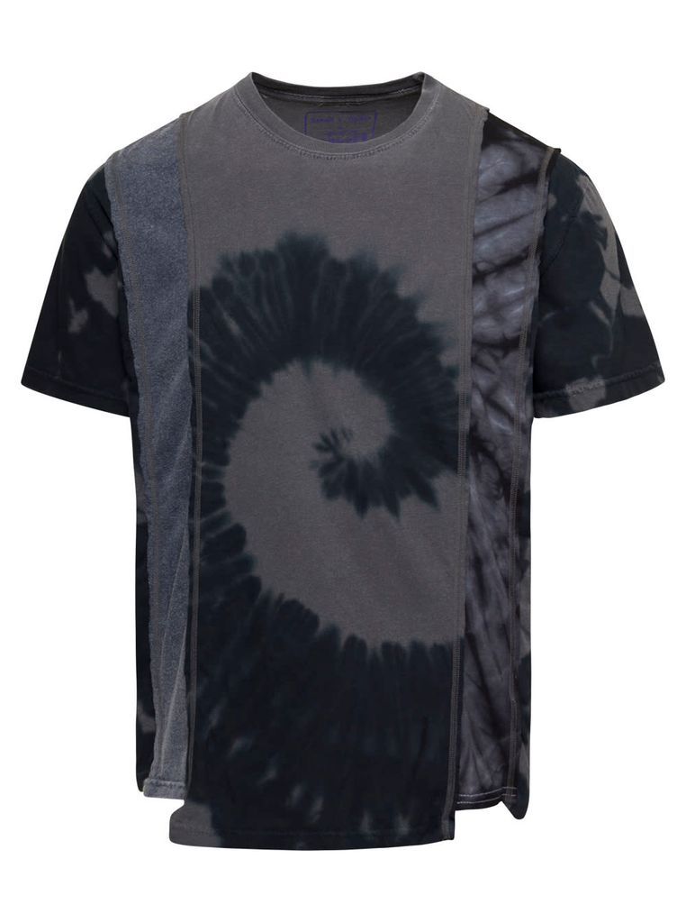 Five Cuts Grey Patchwork Tie-Dye Crewneck T-Shirt Man Needles
