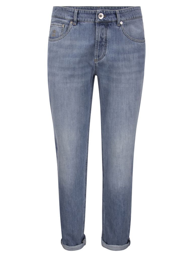 Five-Pocket Traditional Fit Trousers In Lightweight Denim