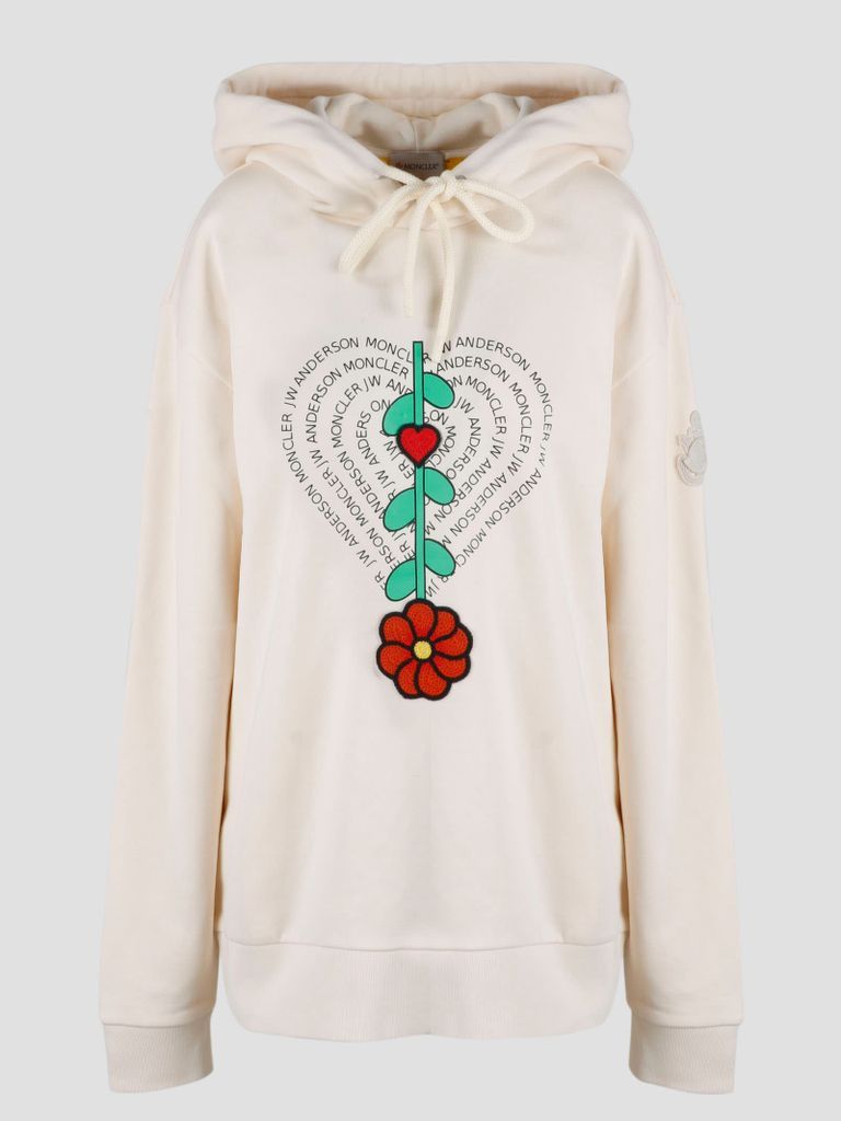 Flowers And Hearts Embroidered Hoodie
