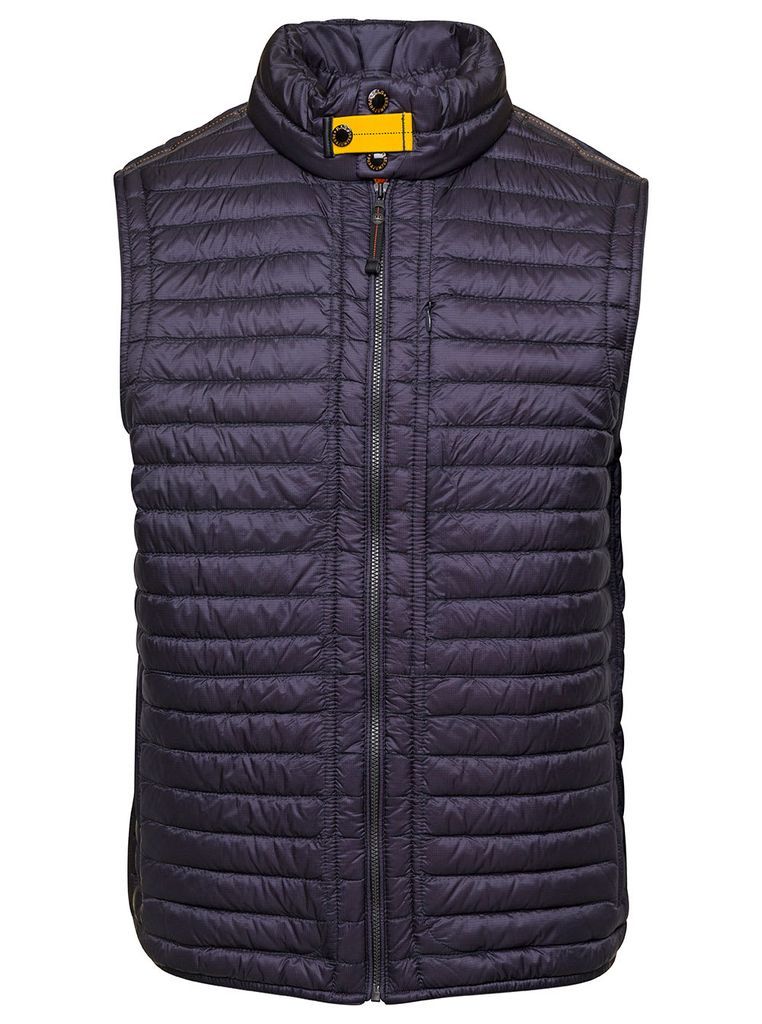 Gino Blue Padded And Quilted Vest With Zip In Polyamide Man