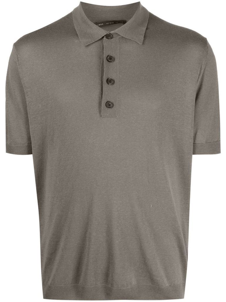 Grey Silk-Linen Blend Polo Shirt