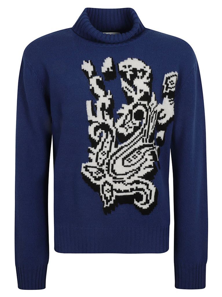 Graphic-Intarsia Knitted Jumper