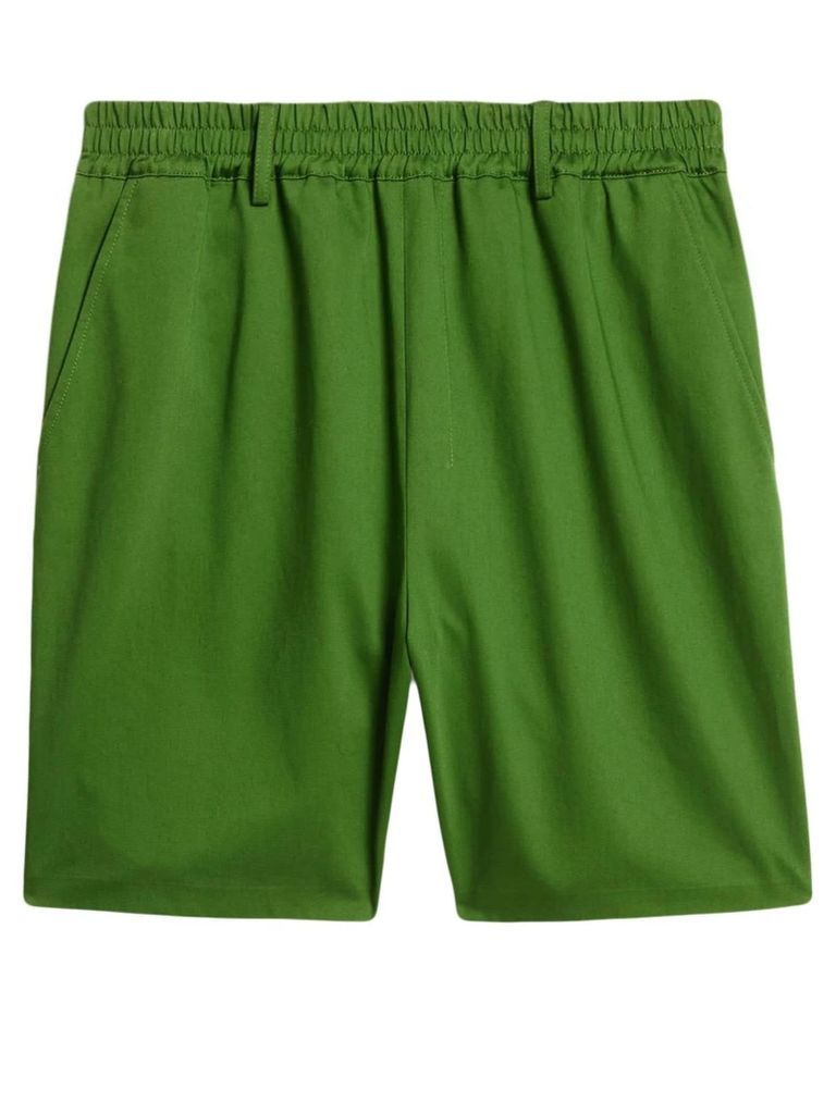 Grass Green Cotton Bermuda Shorts