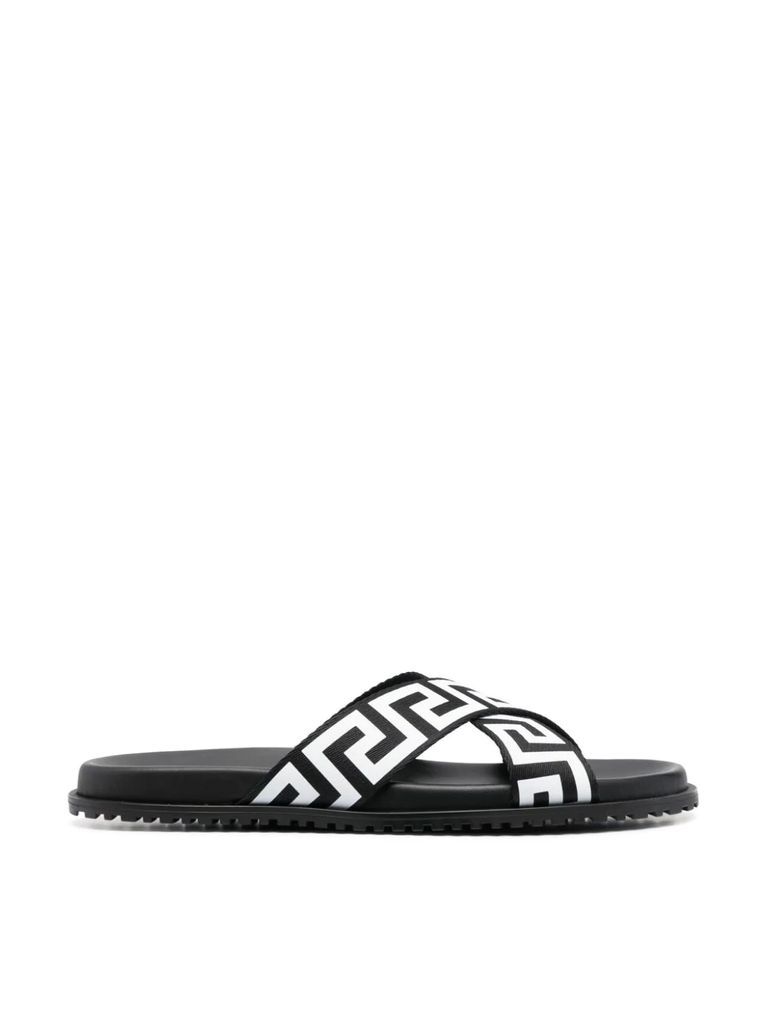 Greek Print Slide Sandals