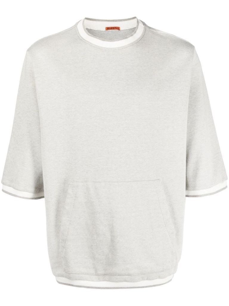 Grey And White Cotton T-Shirt