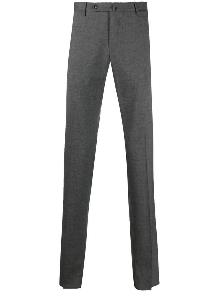 Grey Virgin Wool Slim-Fit Tailored Trousers
