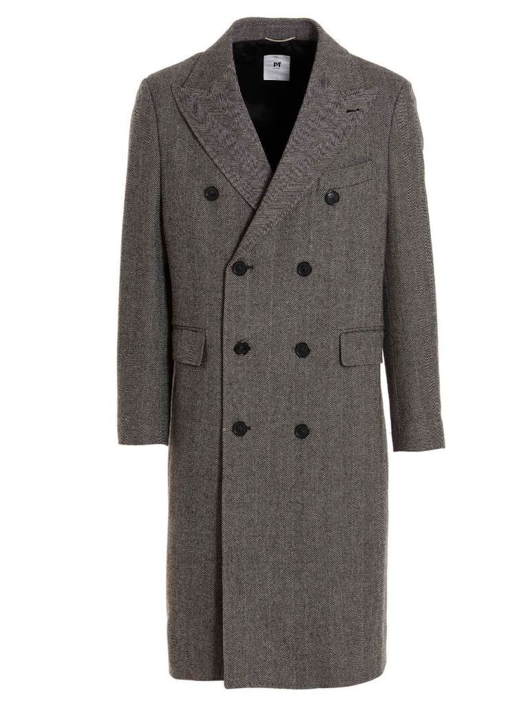 Herringbone Tweed Long Coat
