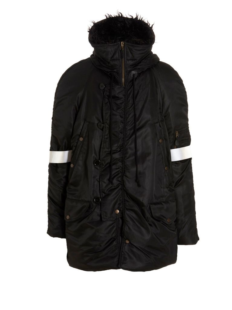 Hooded Down Jacket With Reflective Bands
