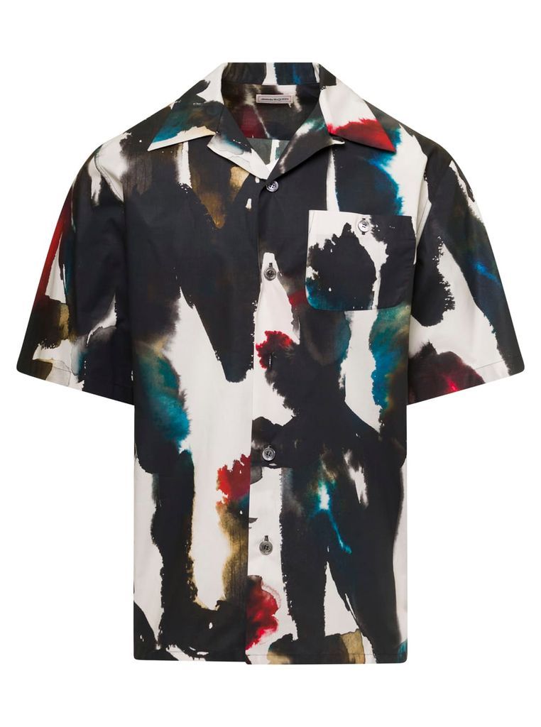 Hawaiian Shirt With All-Over Multicolor Print In Cotton Man Alexander Mcqueen
