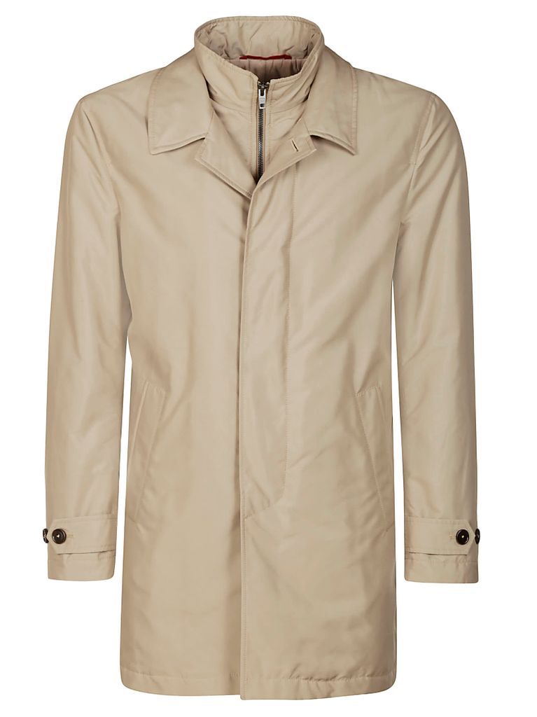 High-Neck Layered Plain Short Coat