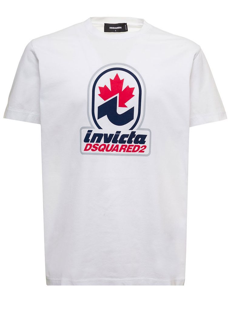 Invicta X White Cotton T-Shirt With Logo Print Man