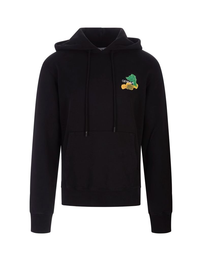 Black Hoodie With Logo And Arrow Motif
