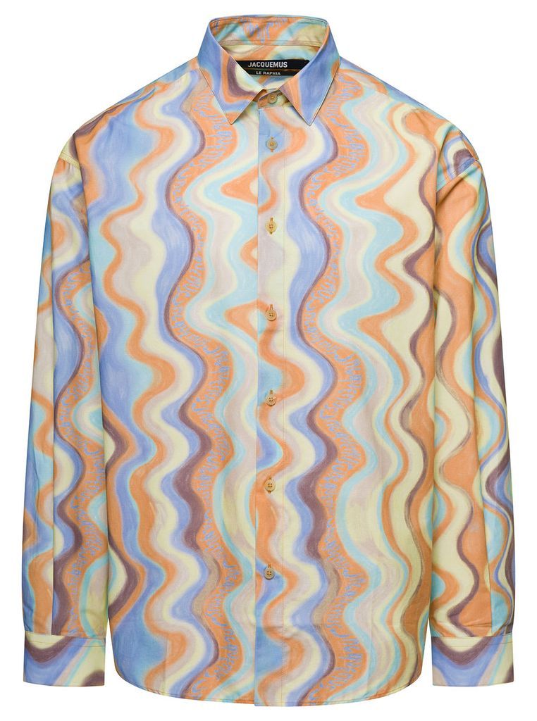 La Chemise Simon Multicolor Shirt With All-Over Graphic Print In Cotton Man