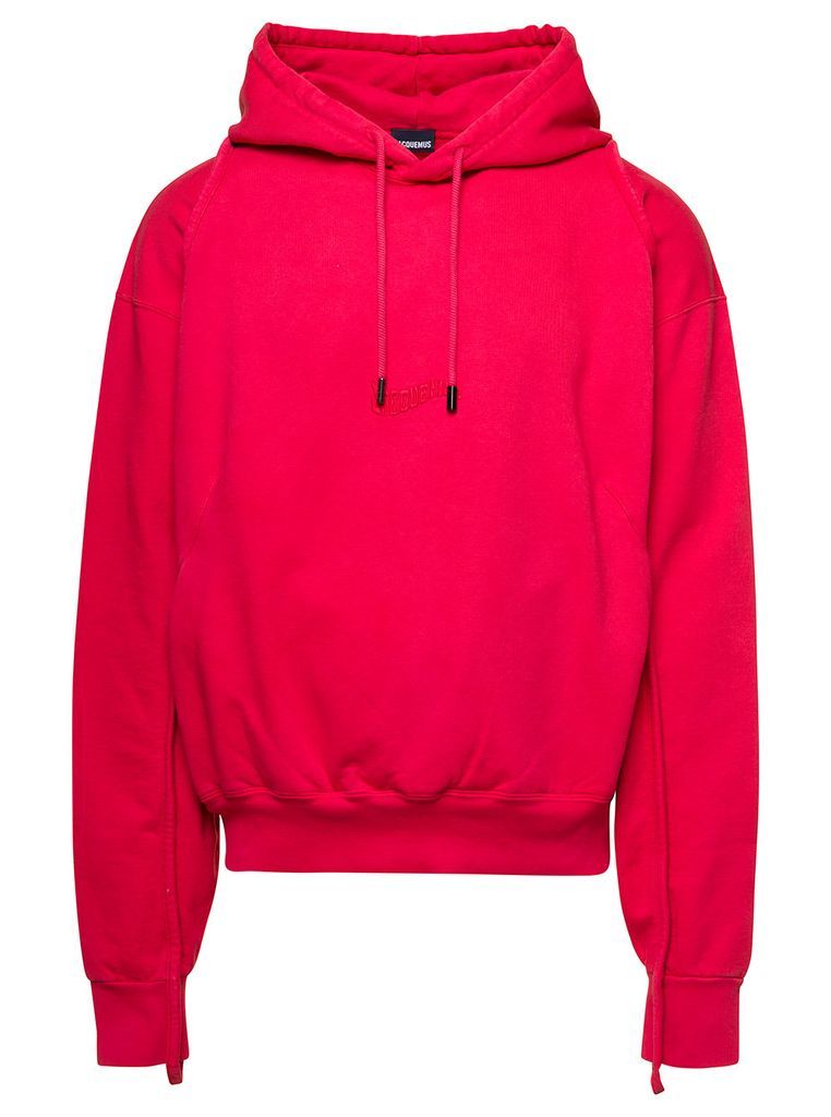 Le Sweatshirt Camargue Red Hoodie With Tonal Logo Embroidery In Cotton Man