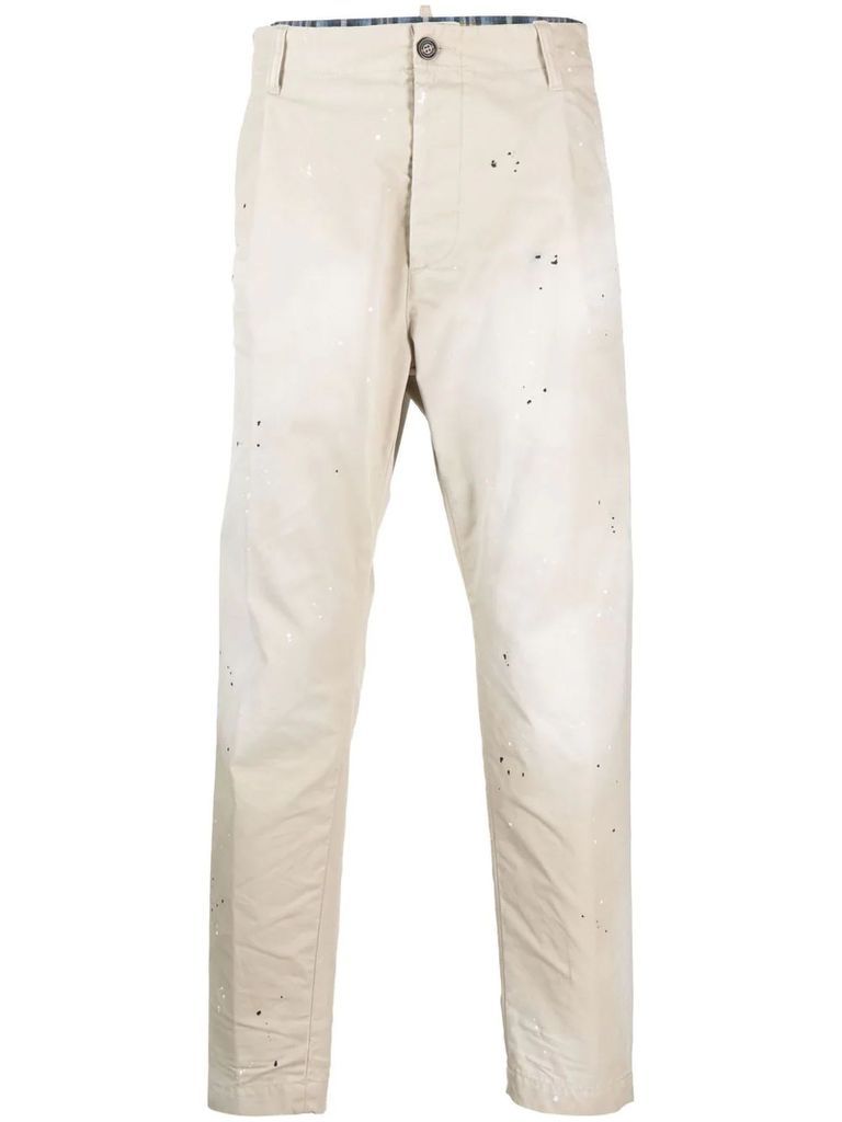 Light Beige Cotton-Linen Blend Trousers