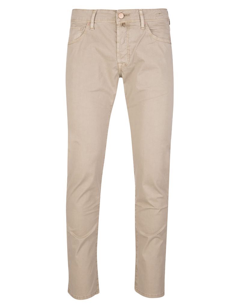 Light Brown Slim Fit Five Pockets Trousers