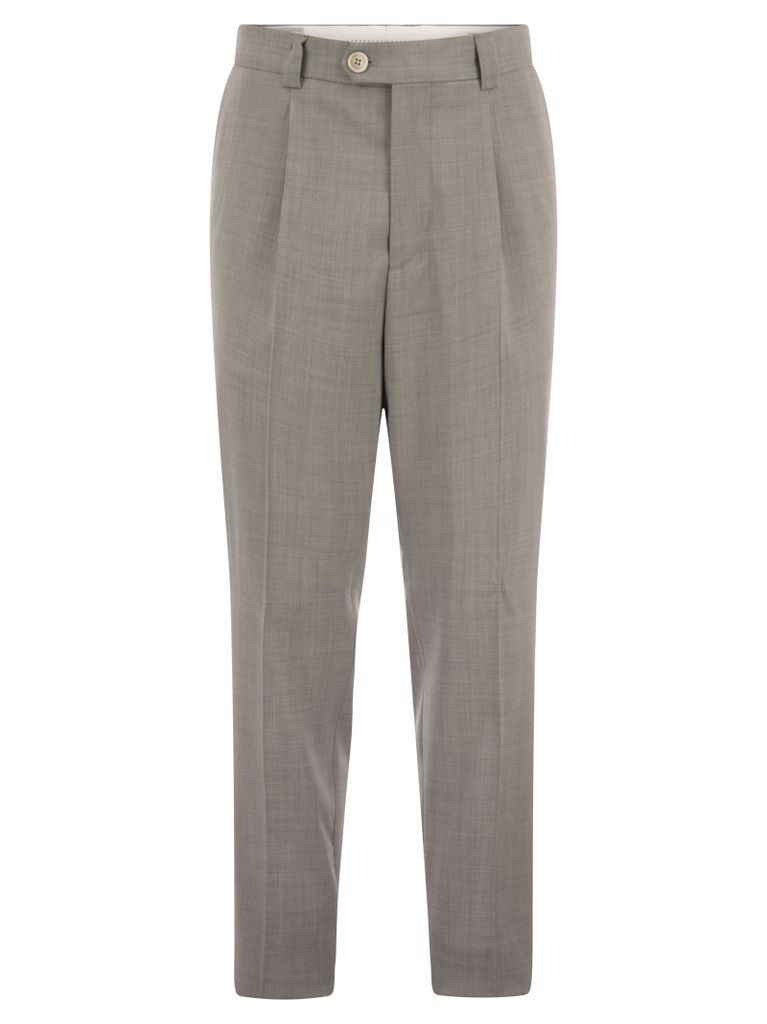 Leisure Fit Trousers In Natural Comfort Virgin Wool Canvas With Darts