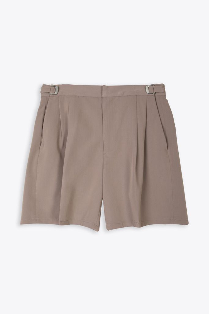 Leo T Short Dove Grey Tailored Short With Adjustable Waistband And Metal Hooks - Leo T