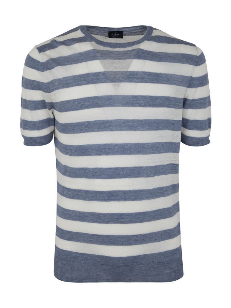 Linen Striped Crew Neck T-Shirt