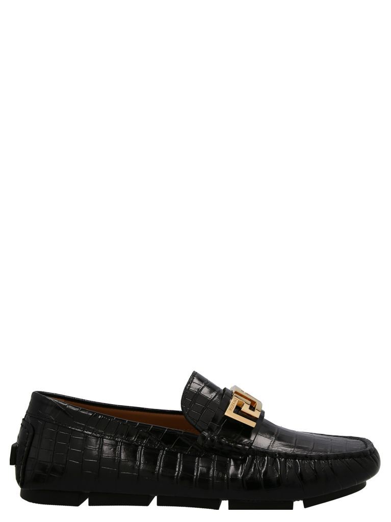 Logo Croc Leather Loafers