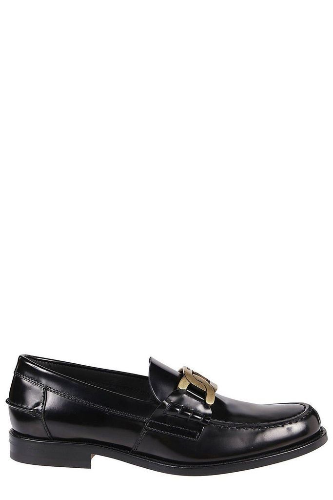 Logo Plaque Round-Toe Loafers