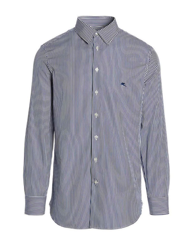 Logo Embroidery Striped Shirt