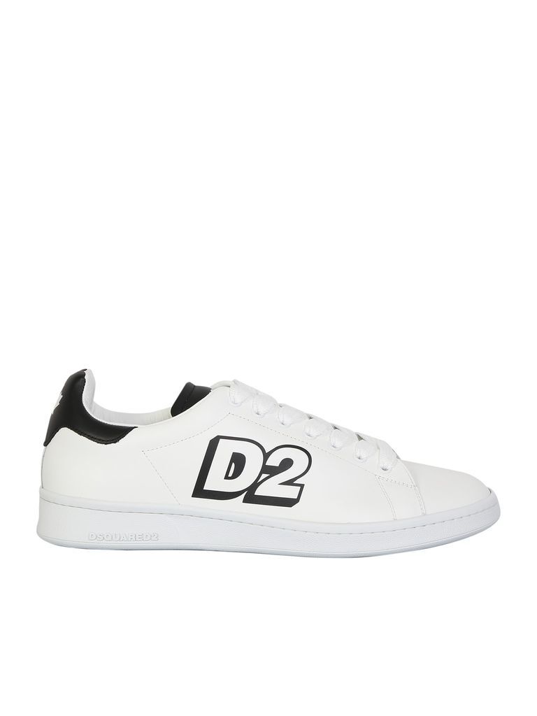 Low Lace-Up Sneakers With Printed Logo