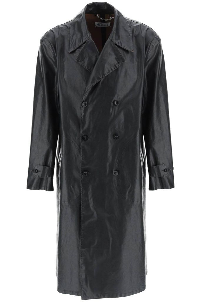 Long Trench Coat In Coated Cotton