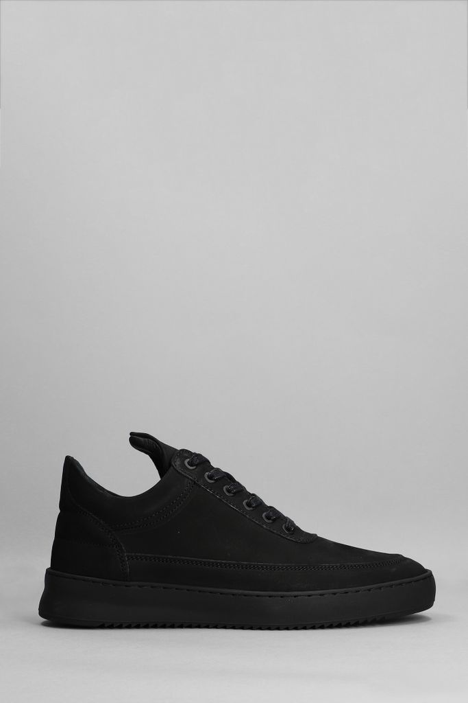 Low Top Ripple Sneakers In Black Nubuck