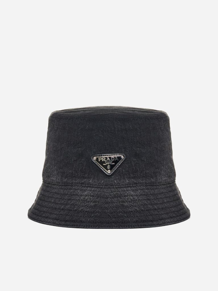 Logo-Plaque Denim Bucket Hat