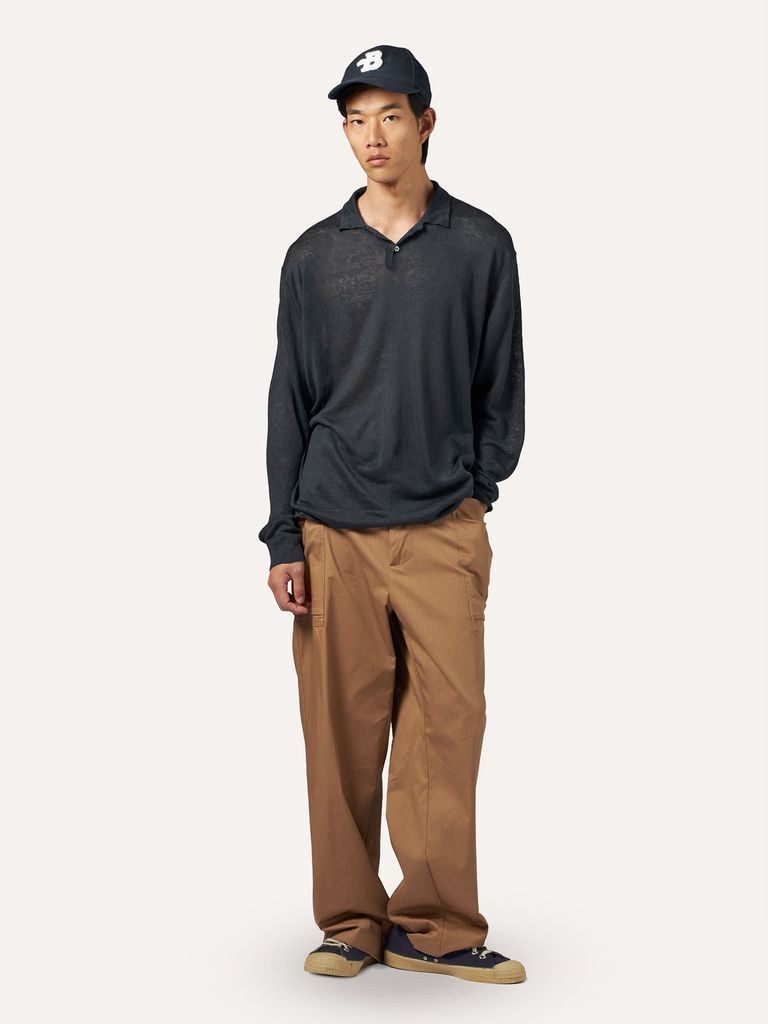 Long Sleeved Linen Polo