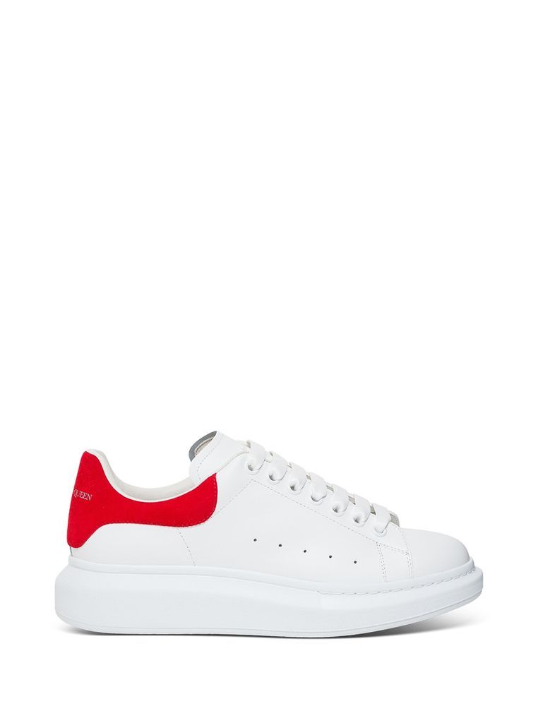 Mans Oversize White Leather And Red Heel Sneakers