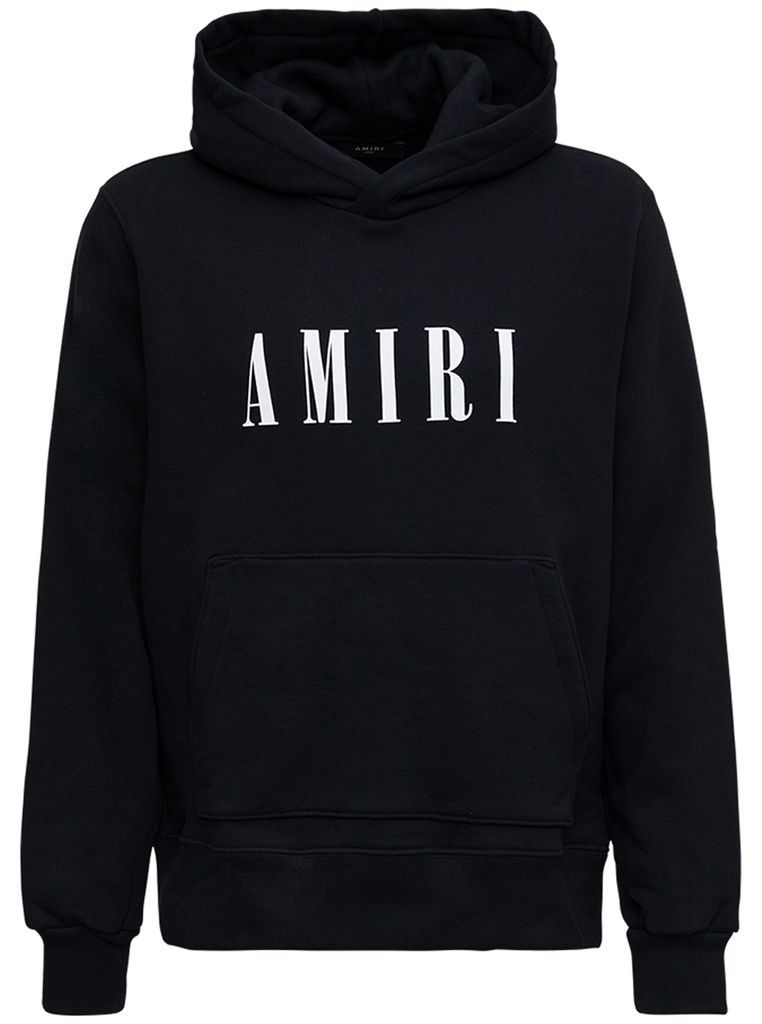 Mans Black Jersey Hoodie With Logo Print