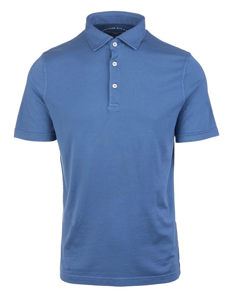 Man Blue Polo Shirt In Organic Cotton