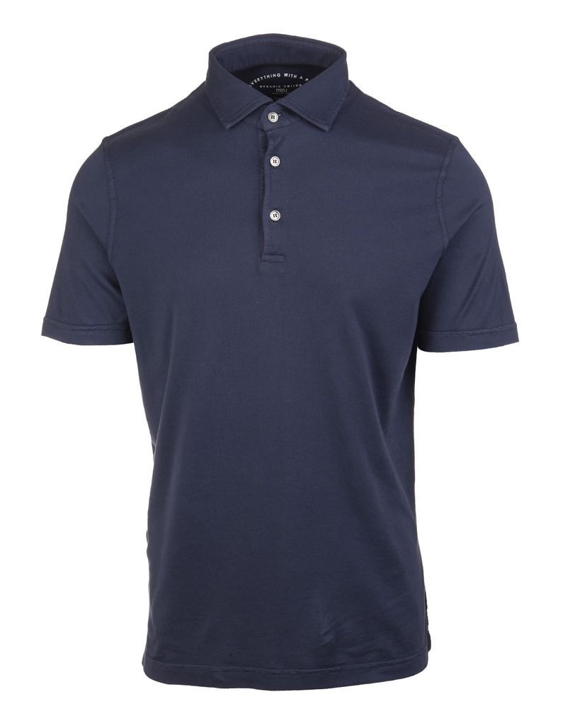 Man Navy Blue Polo Shirt In Organic Cotton