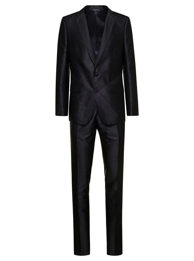 Martini Black Single-Brested Tuxedo Suit In Silk Lamé Jacquard Man
