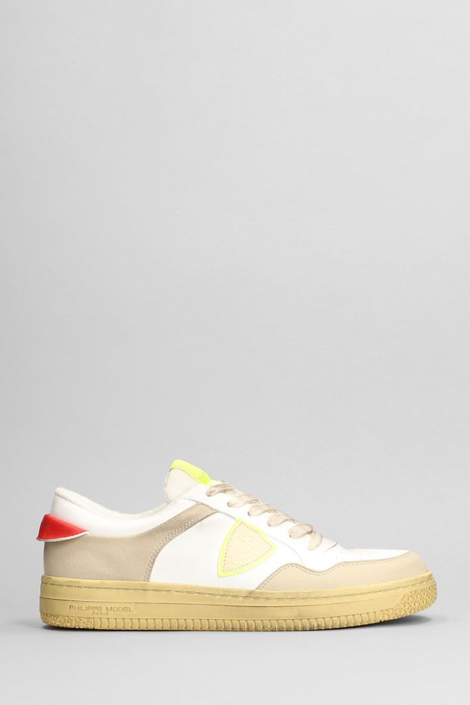 Lyon Sneakers In White Suede And Leather