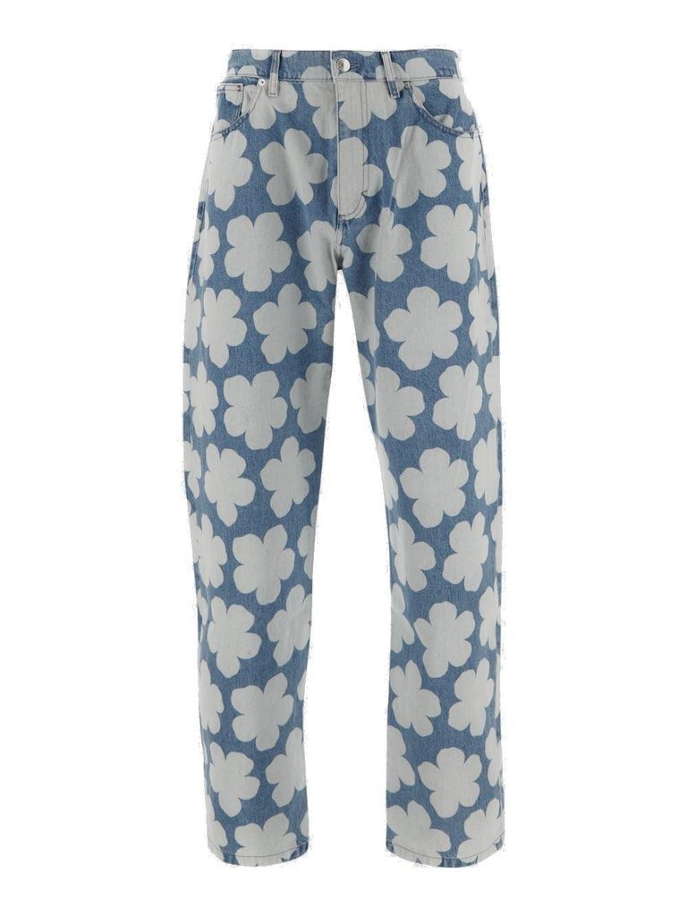 Mid-Rise Floral Printed Jeans