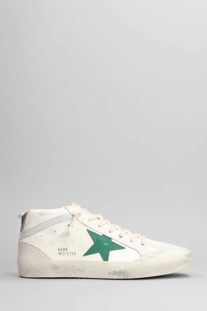 Mid Star Sneakers In White Leather
