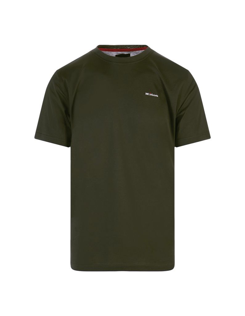 Military Green T-Shirt With Embroidered Logo