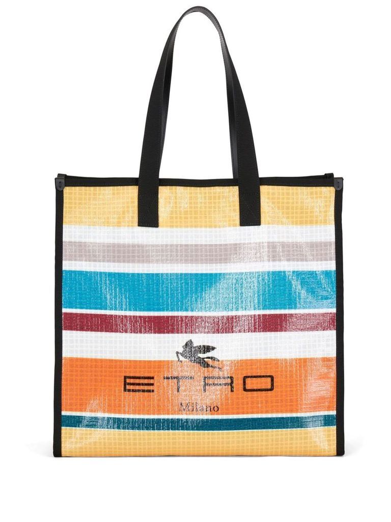Multicolour Stripe-Print Tote Bag