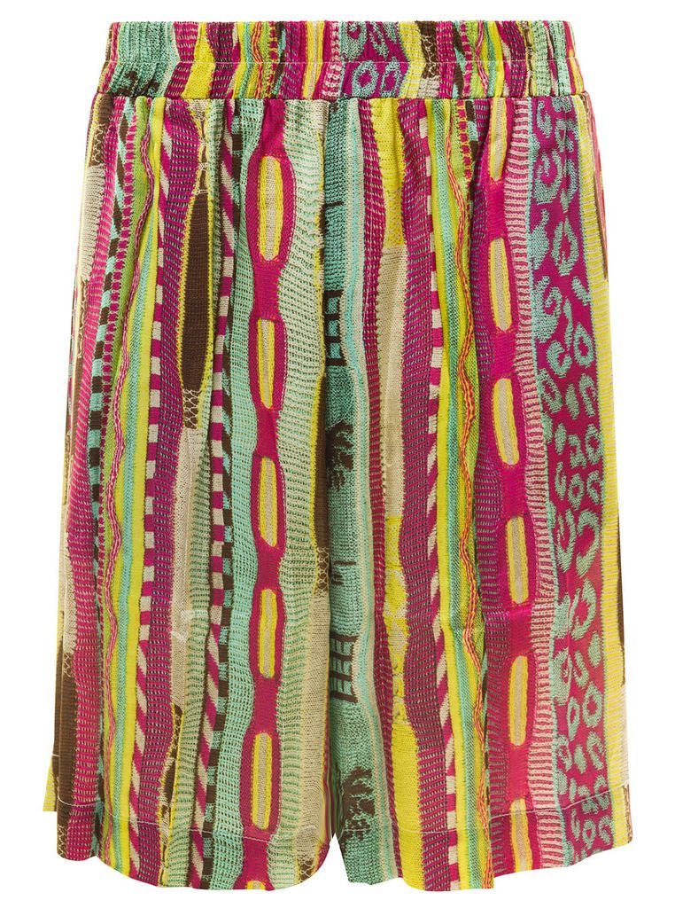 Multicolor Bermuda Shorts With Jacquard Graphic Print All-Over In Viscose Man